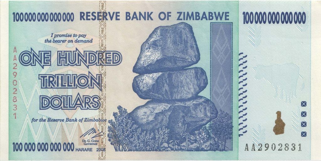 Zimbabwe 100 Trillion Dollar UNC