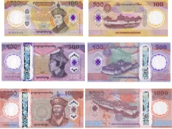 Bhutan SET 3 UNC 100 500 1000 Ngultrum 2025 70th Commemorative P new Polymer UNC